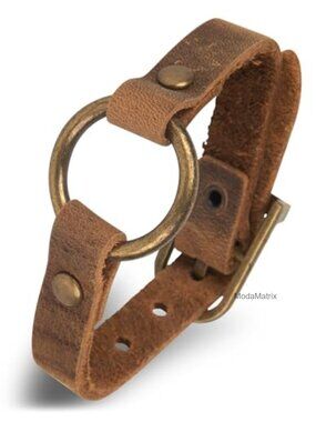 Handmade Adjustable Leather Wrap Bracelet Circle Symbolism Unisex